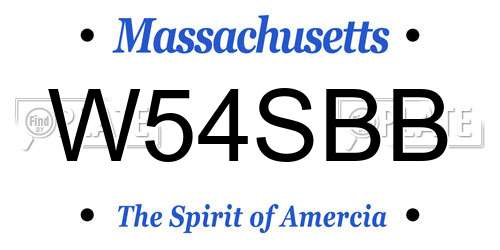 W54SBB Massachusetts License Plate
