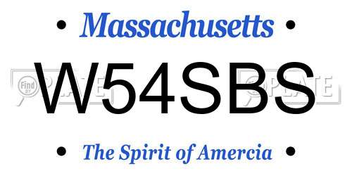 W54SBS Massachusetts License Plate