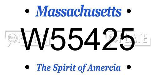 W55425 Massachusetts License Plate