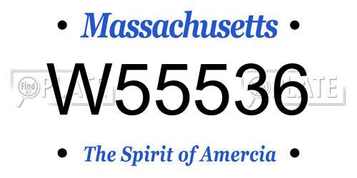 W55536 Massachusetts License Plate
