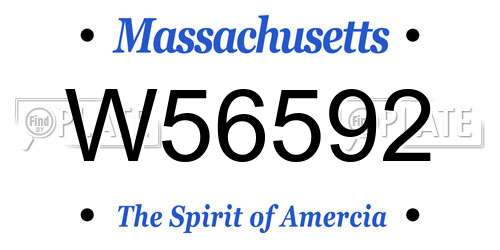 W56592 Massachusetts License Plate
