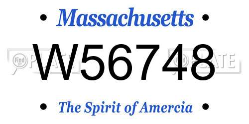 W56748 Massachusetts License Plate