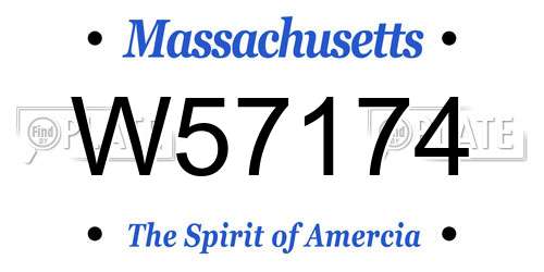 W57174 Massachusetts License Plate