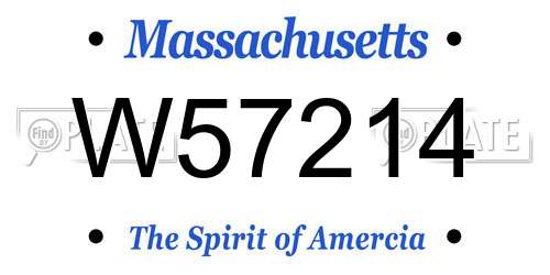 W57214 Massachusetts License Plate