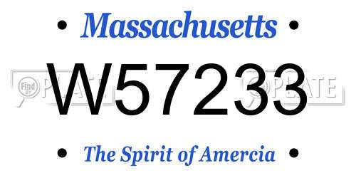 W57233 Massachusetts License Plate
