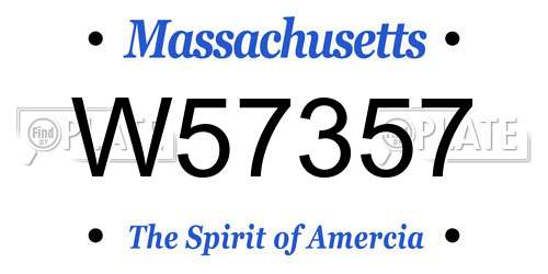 W57357 Massachusetts License Plate