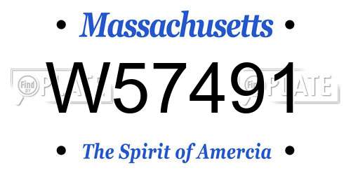 W57491 Massachusetts License Plate