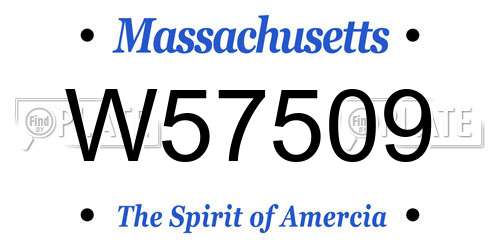 W57509 Massachusetts License Plate