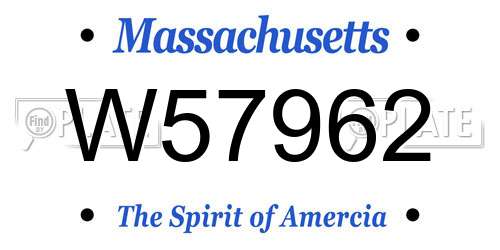 W57962 Massachusetts License Plate