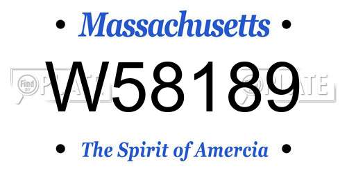W58189 Massachusetts License Plate