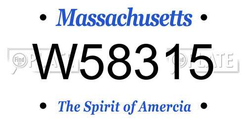 W58315 Massachusetts License Plate