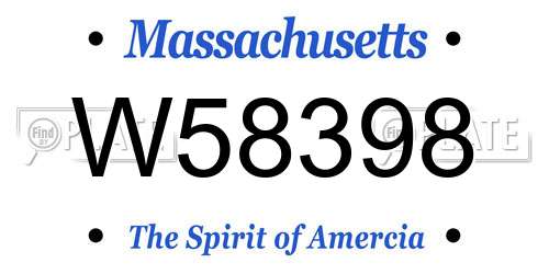 W58398 Massachusetts License Plate