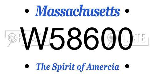W58600 Massachusetts License Plate