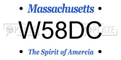 W58DC Massachusetts License Plate