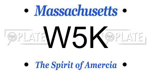 W5K Massachusetts License Plate