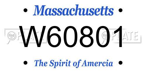 W60801 Massachusetts License Plate