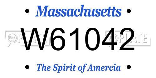 W61042 Massachusetts License Plate