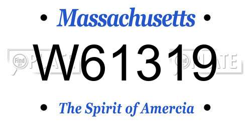 W61319 Massachusetts License Plate