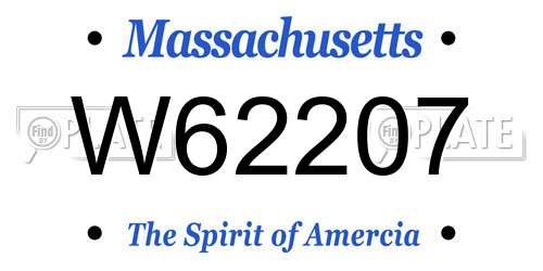 W62207 Massachusetts License Plate