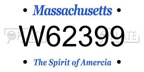 W62399 Massachusetts License Plate