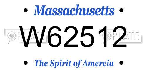 W62512 Massachusetts License Plate