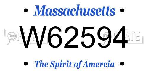 W62594 Massachusetts License Plate