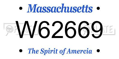 W62669 Massachusetts License Plate