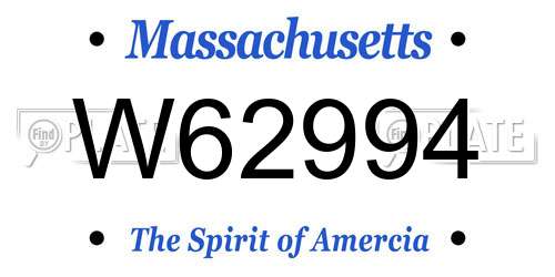 W62994 Massachusetts License Plate