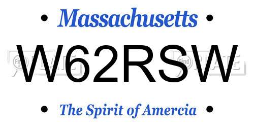 W62RSW Massachusetts License Plate