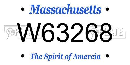 W63268 Massachusetts License Plate