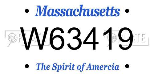 W63419 Massachusetts License Plate