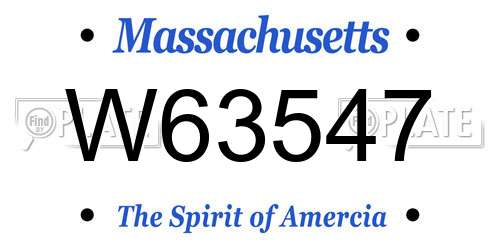 W63547 Massachusetts License Plate