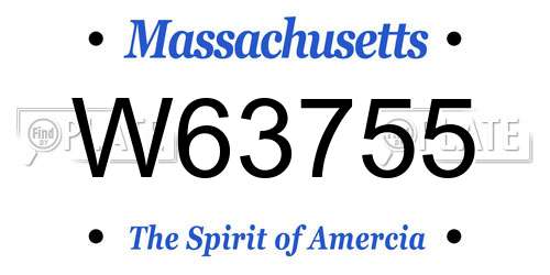 W63755 Massachusetts License Plate