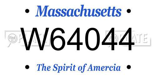 W64044 Massachusetts License Plate