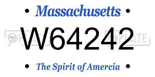 W64242 Massachusetts License Plate