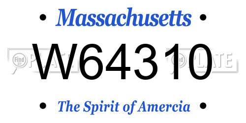 W64310 Massachusetts License Plate
