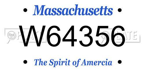 W64356 Massachusetts License Plate