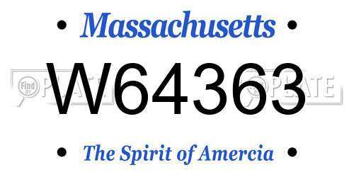 W64363 Massachusetts License Plate