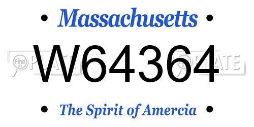 W64364 Massachusetts License Plate