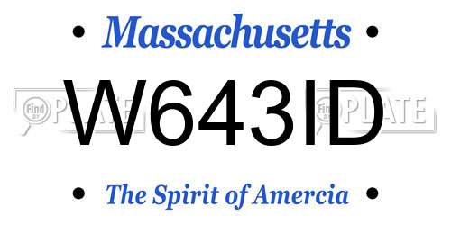 W643ID Massachusetts License Plate