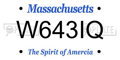 W643IQ Massachusetts License Plate