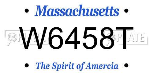 W6458T Massachusetts License Plate