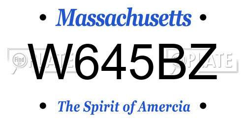 W645BZ Massachusetts License Plate
