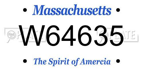 W64635 Massachusetts License Plate