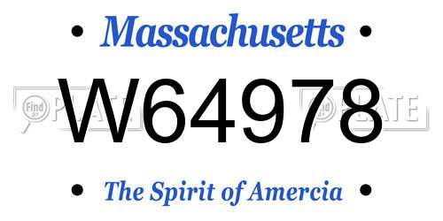 W64978 Massachusetts License Plate