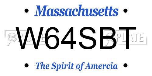 W64SBT Massachusetts License Plate