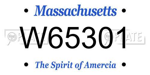 W65301 Massachusetts License Plate
