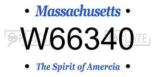 W66340 Massachusetts License Plate