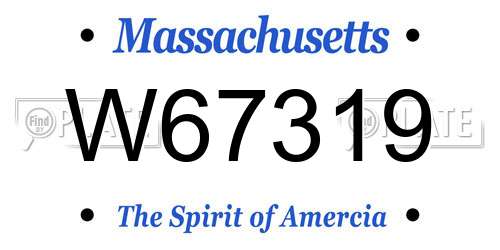 W67319 Massachusetts License Plate