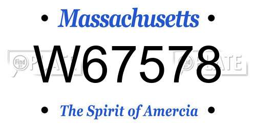 W67578 Massachusetts License Plate